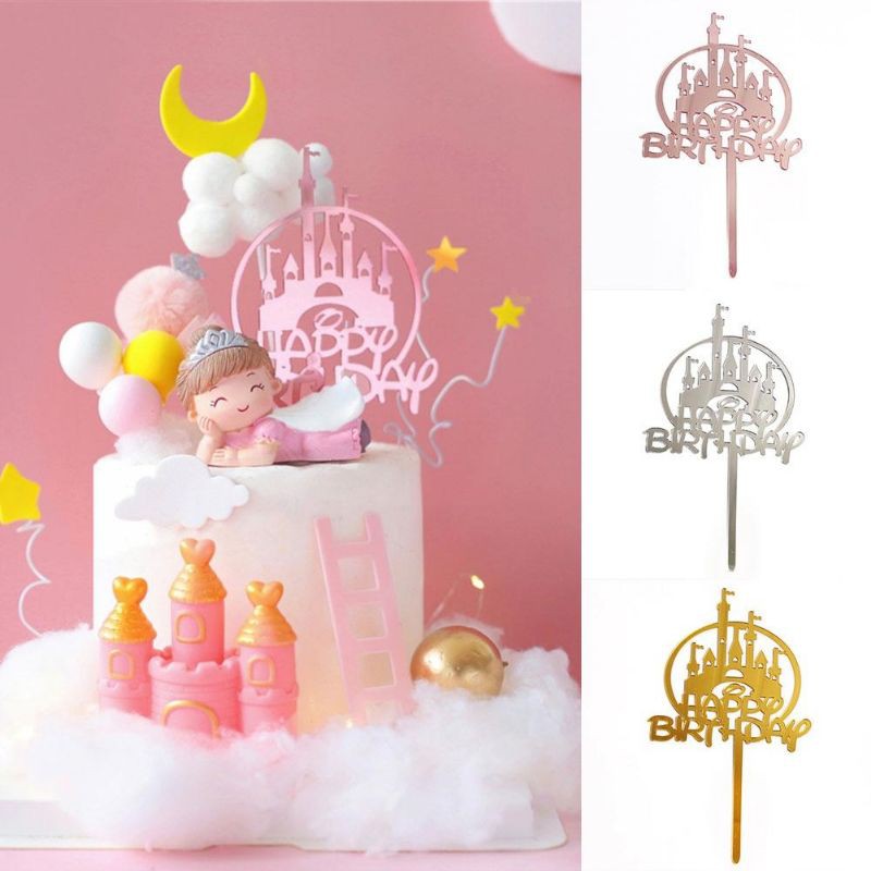 Topper Acrylic Castle Disney Topper Kue Akrilik Cake Birthday Kastil