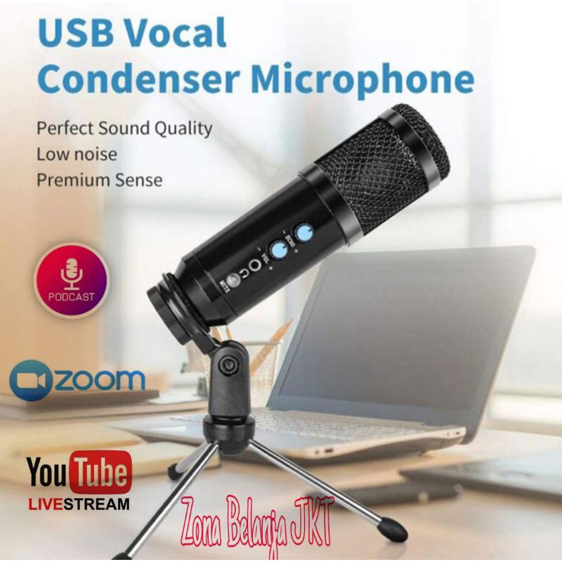 MIKROFON MIC CONDENSER USB VOCAL UD 900 RECORDING PODCAST WITH STAND MICROPHONE PC LAPTOP