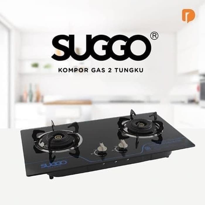 SUGGO SG-208 Kompor Gas Tanam Kaca 2 Tungku [BISA TANAM BISA DUDUK] Garansi 1Tahun Suggo