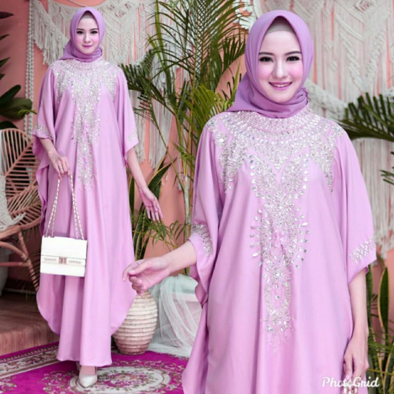Baju Gamis Kaftan Pesta Wanita Muslim Kondangan Brukat Mewah Elegan Gaun Muslimah Terbaru 2024 Maxy 