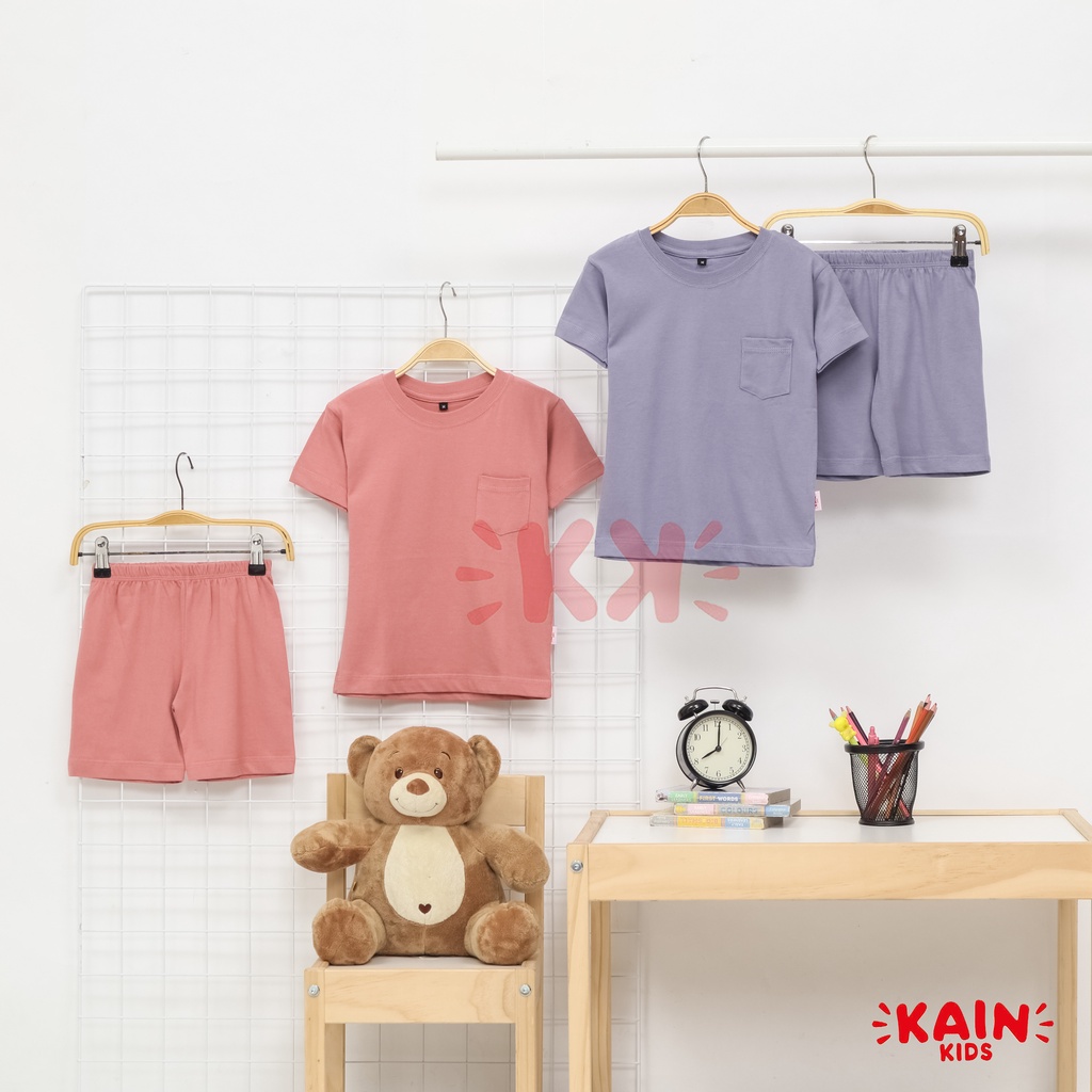 KainKids Setelan Kaos Polos Anak &amp; Celana Pendek 1-7Y | Set Pocket Tee Short Pants PK SPC01