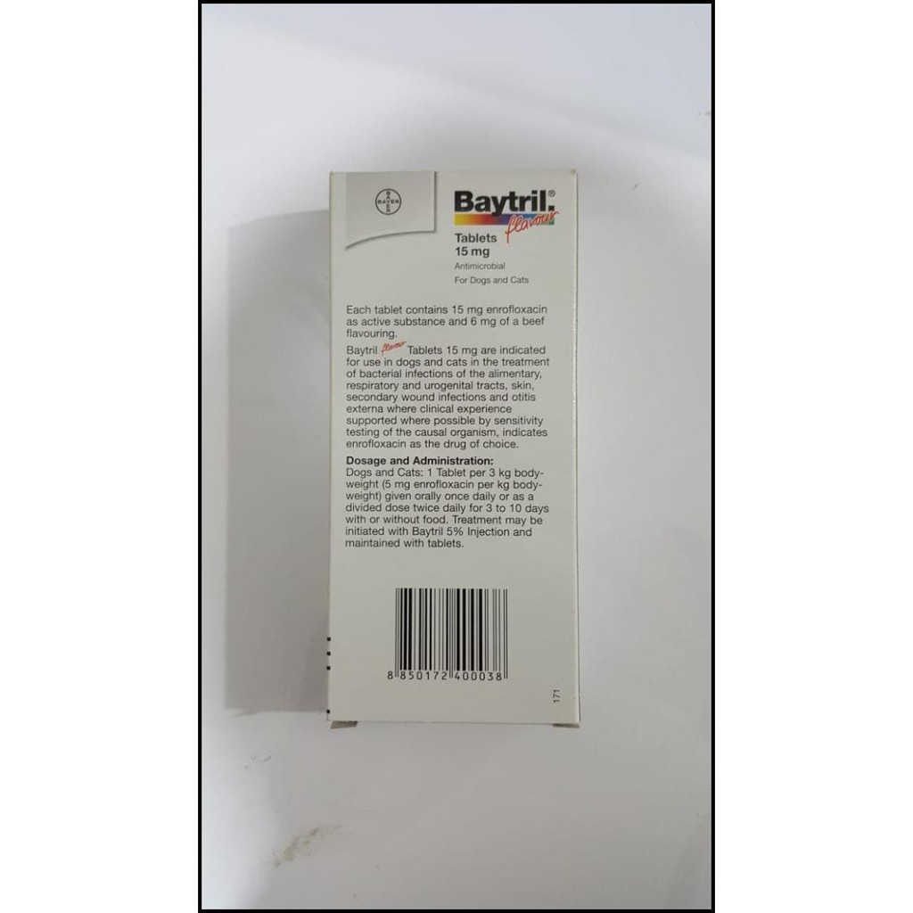 Baytril Flavour Tablet 15 Mg - Antibiotik Anjing Kucing