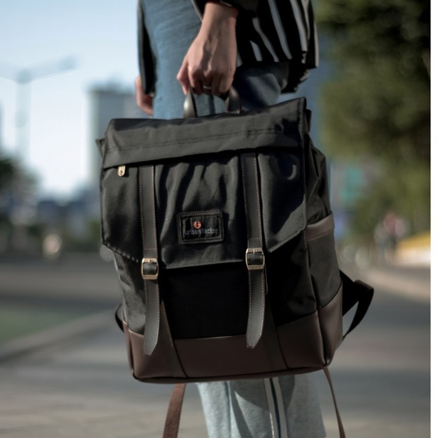 HIGHWAY BLACK |Urban Factor x FORIND| Tas Ransel Ori Bag Polos Pria Wanita Backpack Baru New Origina