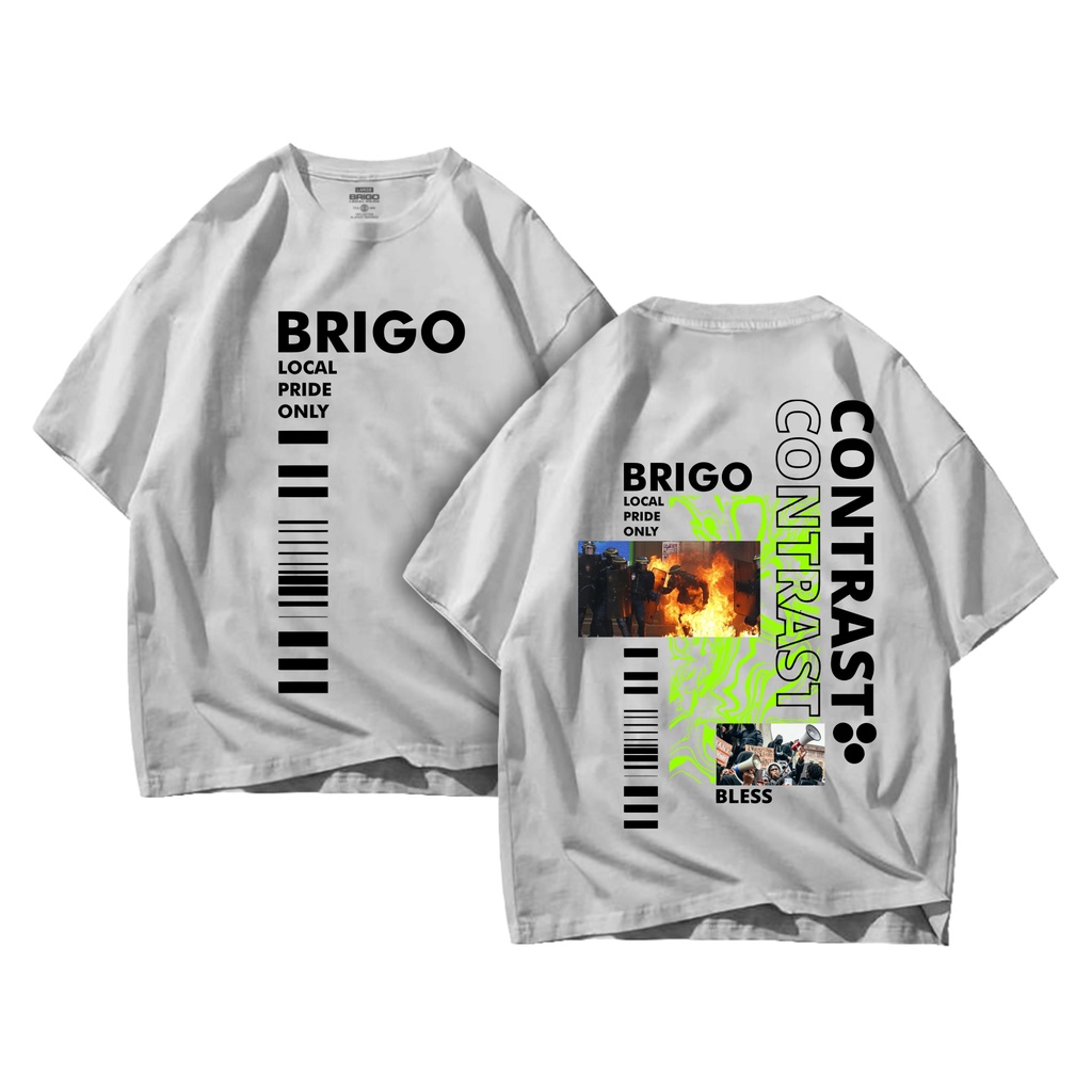 BRIGO Kaos Oversize CONTRAST II Kaos Jumbo Size Pria &amp; Wanita Kaos Oversize Print DTF