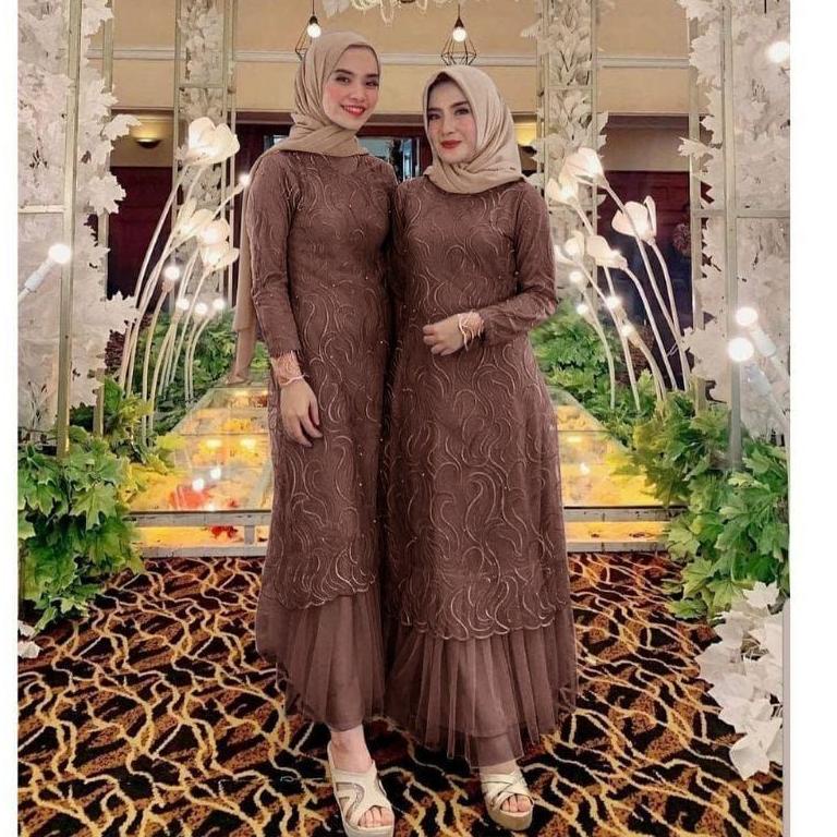 [BKN.15Jl22e] MAXI GERALDINE / MAXI GERALDINE BRUKAT / gamis geraldine / gamis pesta / gamis kondang