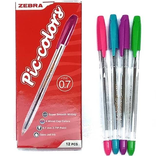 Pulpen ZEBRA PIC-COLORS 0.7mm (12pc)