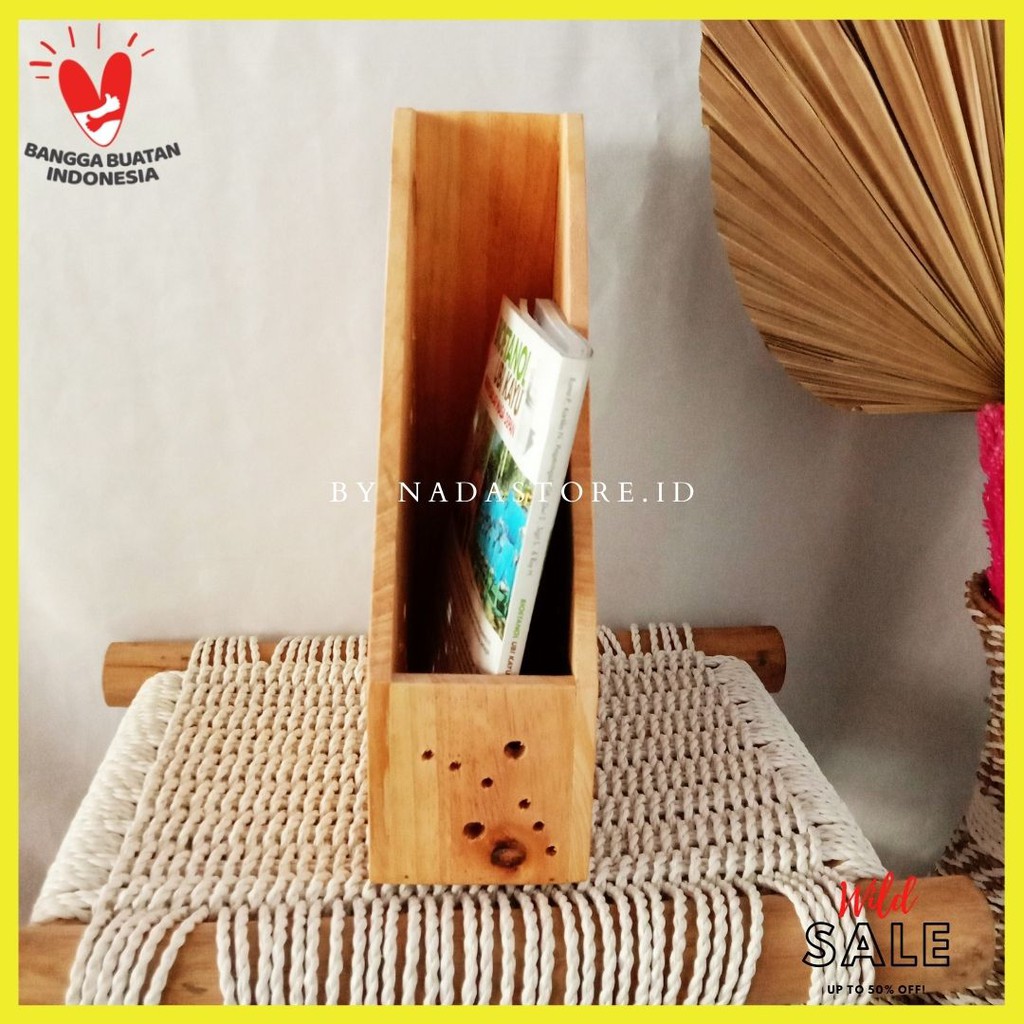 Bamboo Magazine Box in Natural Handmade by Nadastore Code W-013