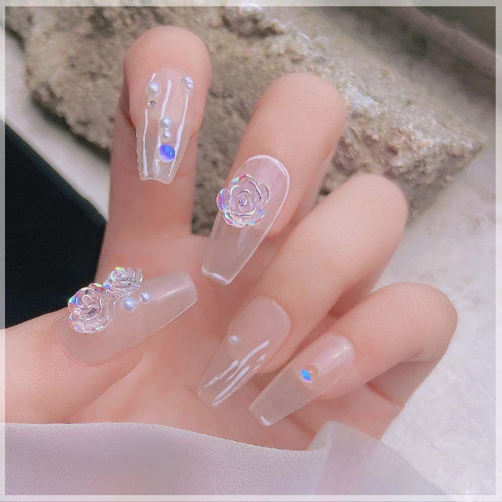 AUGUSTINA Augustina Camellia Nail Art Perhiasan Charms Shiny Aurora Symphony Korea DIY Ornamen