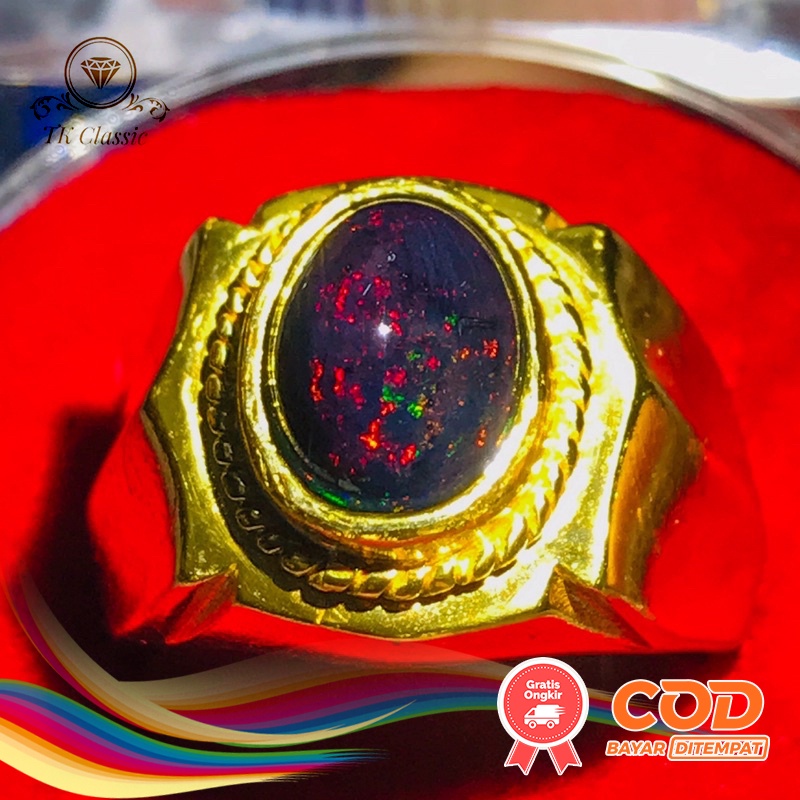 Natural Cincin Kalimaya Banten  Black Opal Full Jarong 100% Original