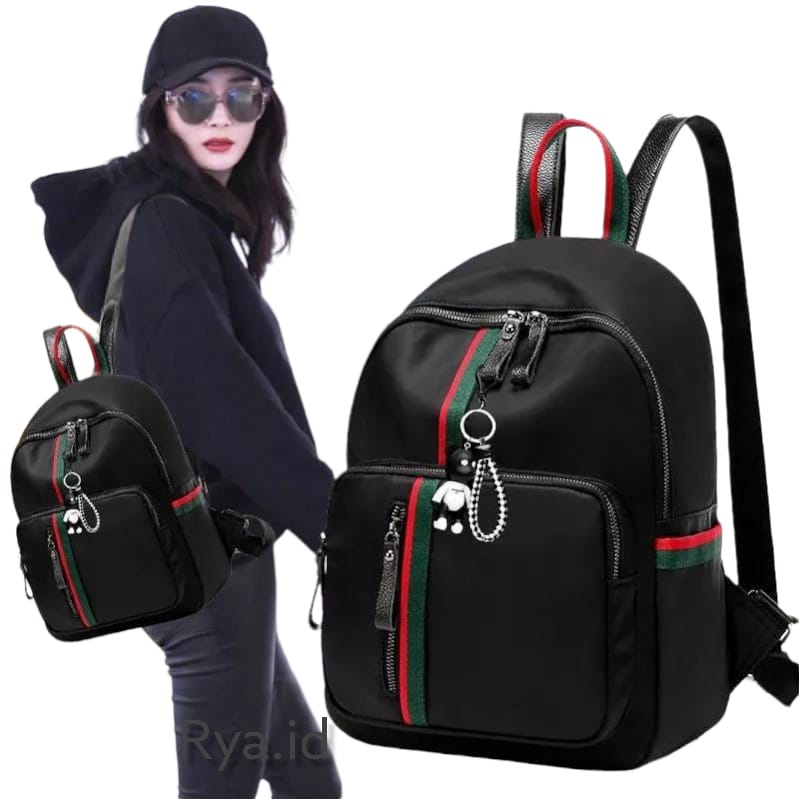 Tas Ransel Anti Air Backpack Wanita Hitam Motif Likethis Korea Kuliah Sekolah Kerja TA126B5 STEIN