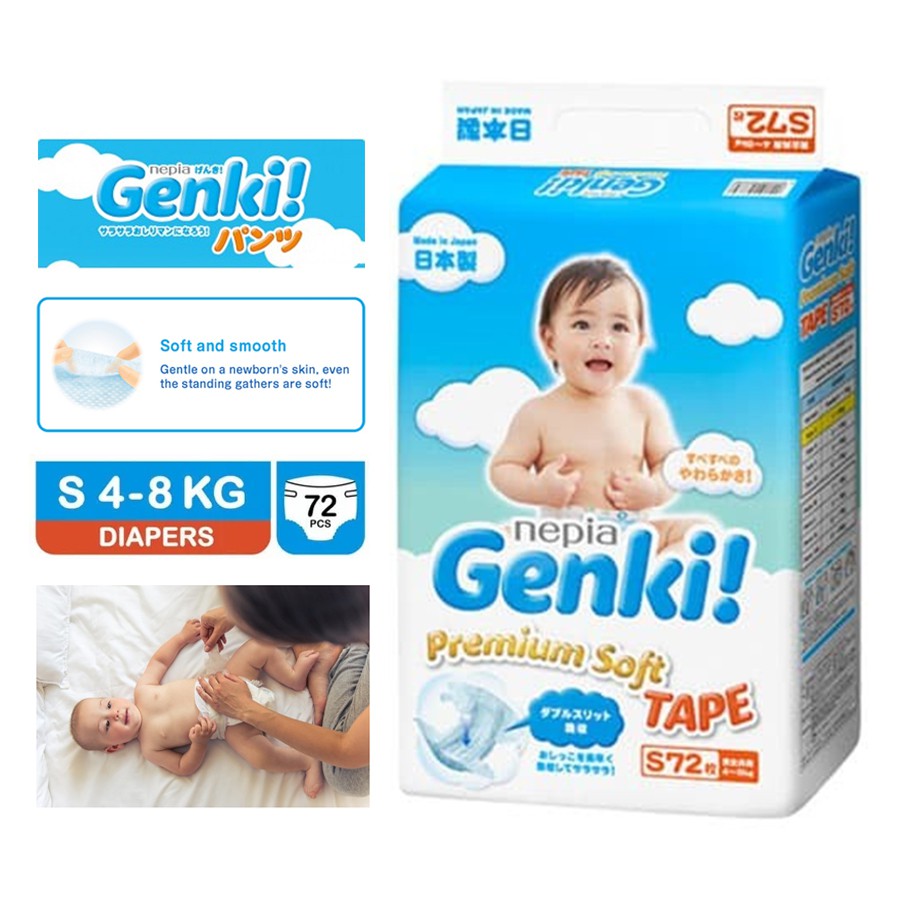 Nepia Genki Premium Soft Tape S72 Popok Perekat Bayi S72 Diaper Bayi