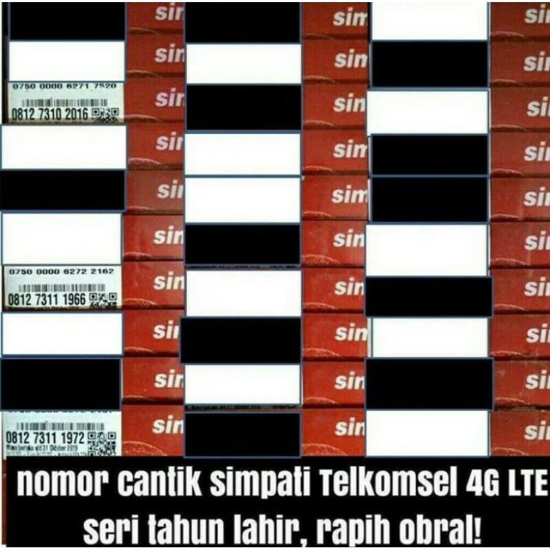 No Cantik Kartu Perdana Simpati 4G Telkomsel Seri Tahun Kelahiran
