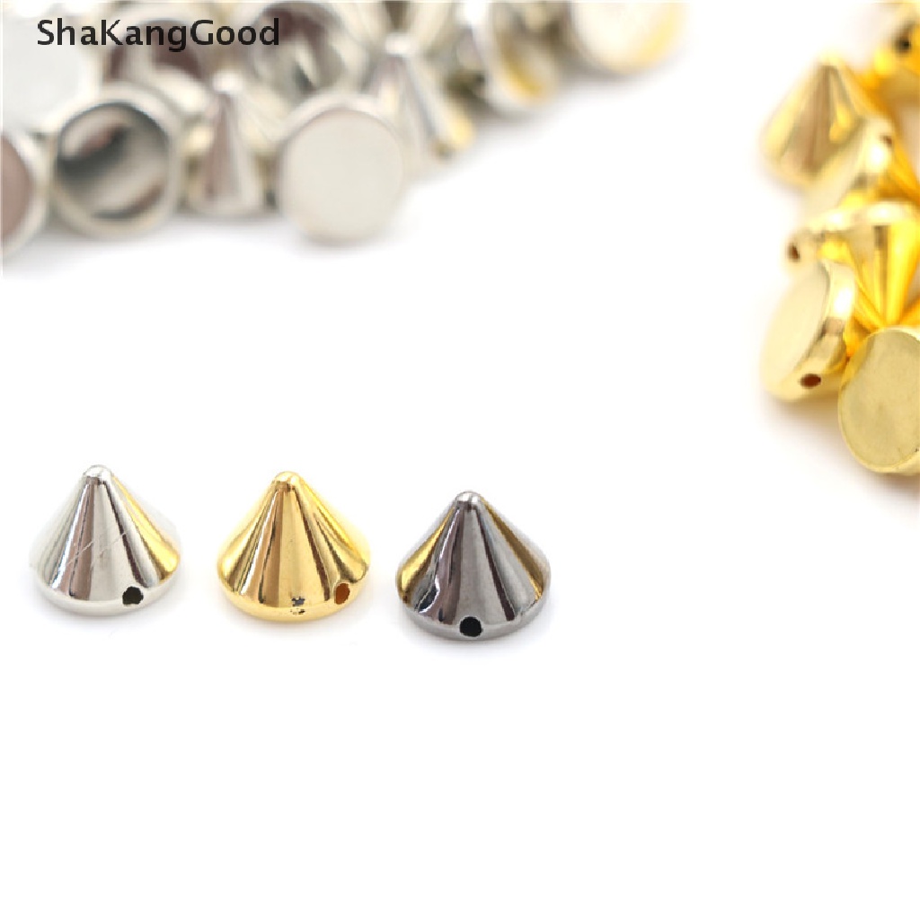 100pcs Stud Rivet Spike Bulat 10mm Untuk Kerajinan Kulit Tas