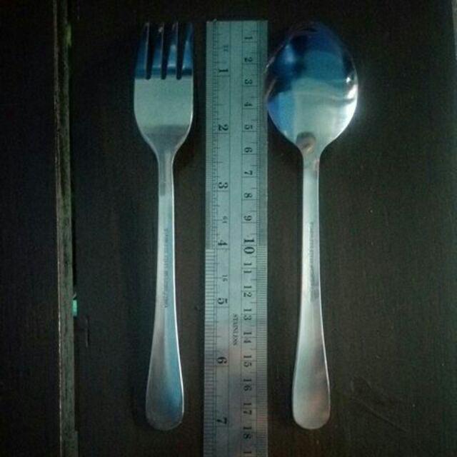 Sendok Garpu Makan Polos Stainless Steel - Bulat / 1 Lusin