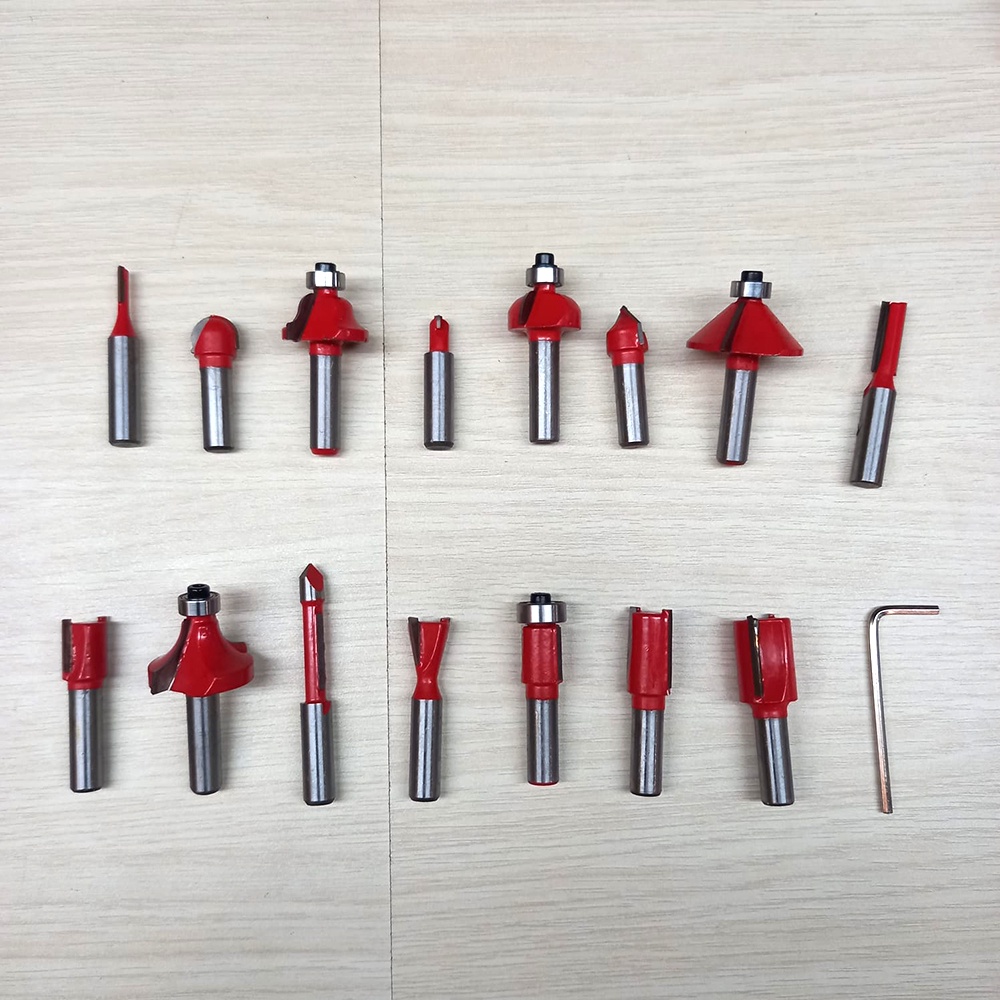 RCT Mata Bor Carbide Router Bit Woodworking Metal Hole Cut 1/4 Inch 8mm 15 PCS - RCT-15