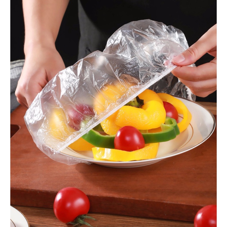 [100 Pc Pack Kitchen Reusable Disposable Food Cover] [Durable Elastic Food Lids for Bowls] [Kitchen Organizer Fresh Keeping Saver Bag]