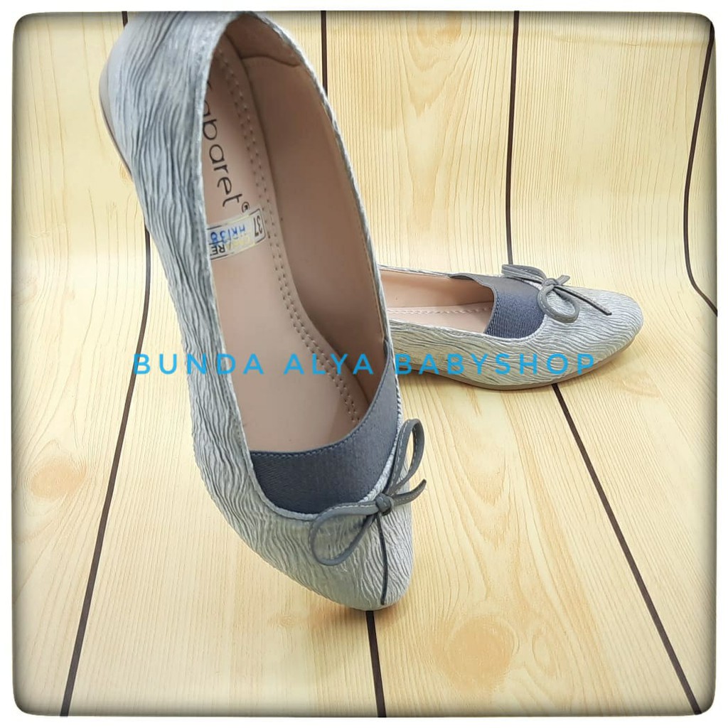 Sepatu Wanita CABARET Flatshoes Premium ABU Size 37 - 40 - Sepatu Flat Wanita Casual Good Quality