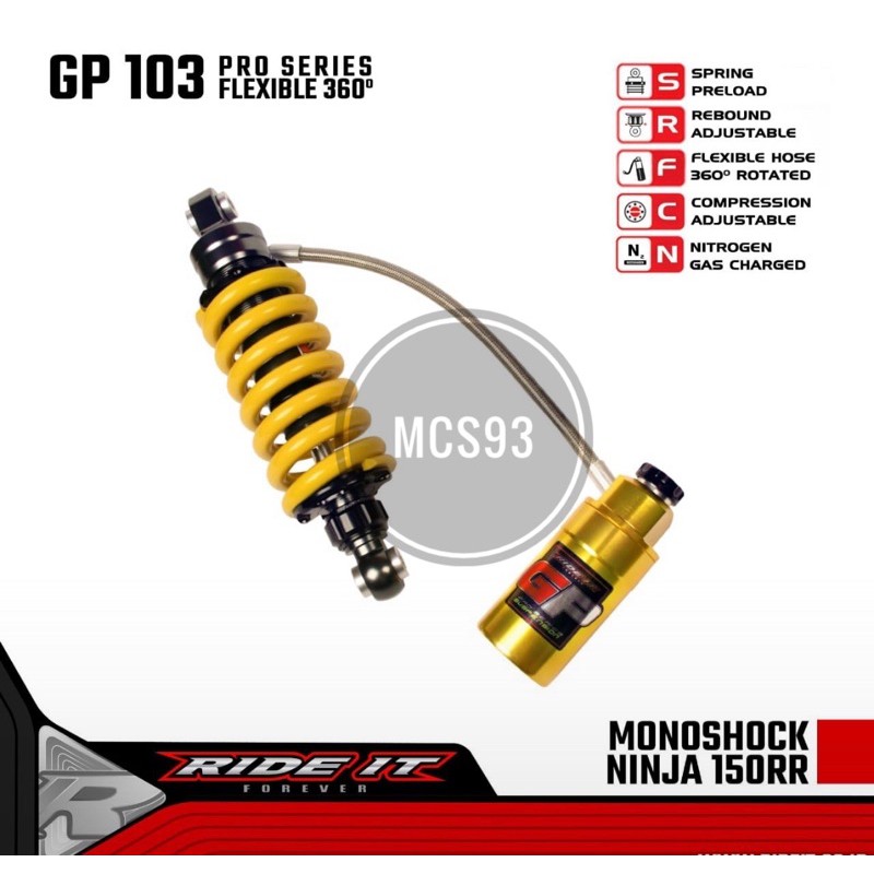 MONOSHOCK NINJA150RR TABUNG PISAH RIDE IT GP SERIES PREMIUM