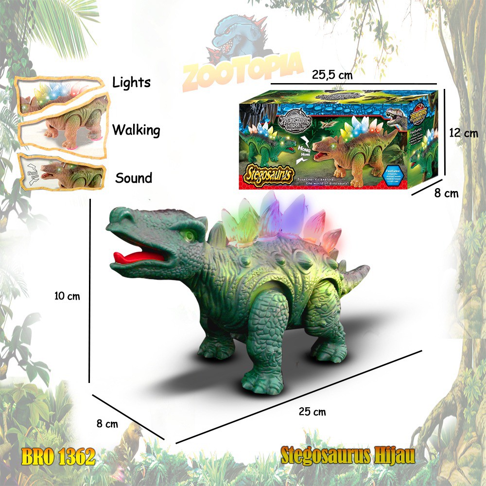 MURAH BRO1362 Stegosaurus Dino Dinosaurus Hewan Binatang Baterai Mainan Anak Bayi Edukatif Animal Hobi Koleksi Safari ZOOTOPIA