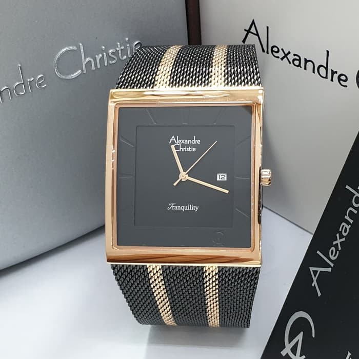Jam Tangan Pria Alexandre Christie AC 8333 Rosegold Black Original