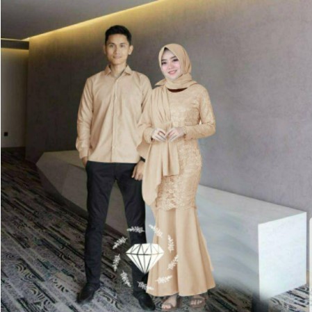 SET BAJU COUPLE NAYSILA PASANGAN GAMIS DRESS DUYUNG BROKAT BRUKAT COPEL KOPEL KONDANGAN PESTA MODEL 