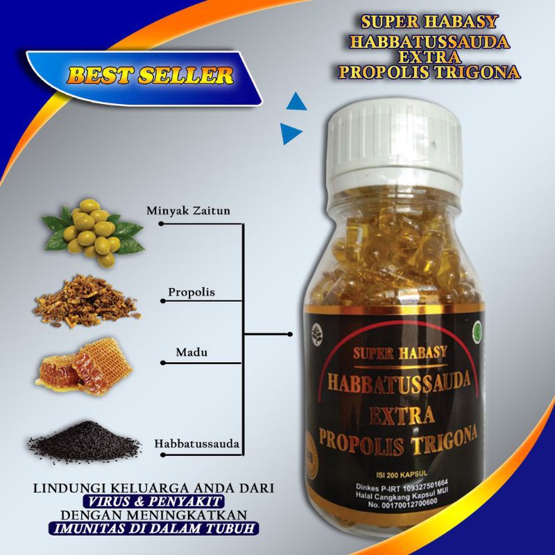 HABBATUSSAUDA 3 Extra Propolis Trigona 200 Kapsul 100% ORIGINAL