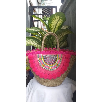 tas pompom khas bali | tas etnik bali | tas mendong bali