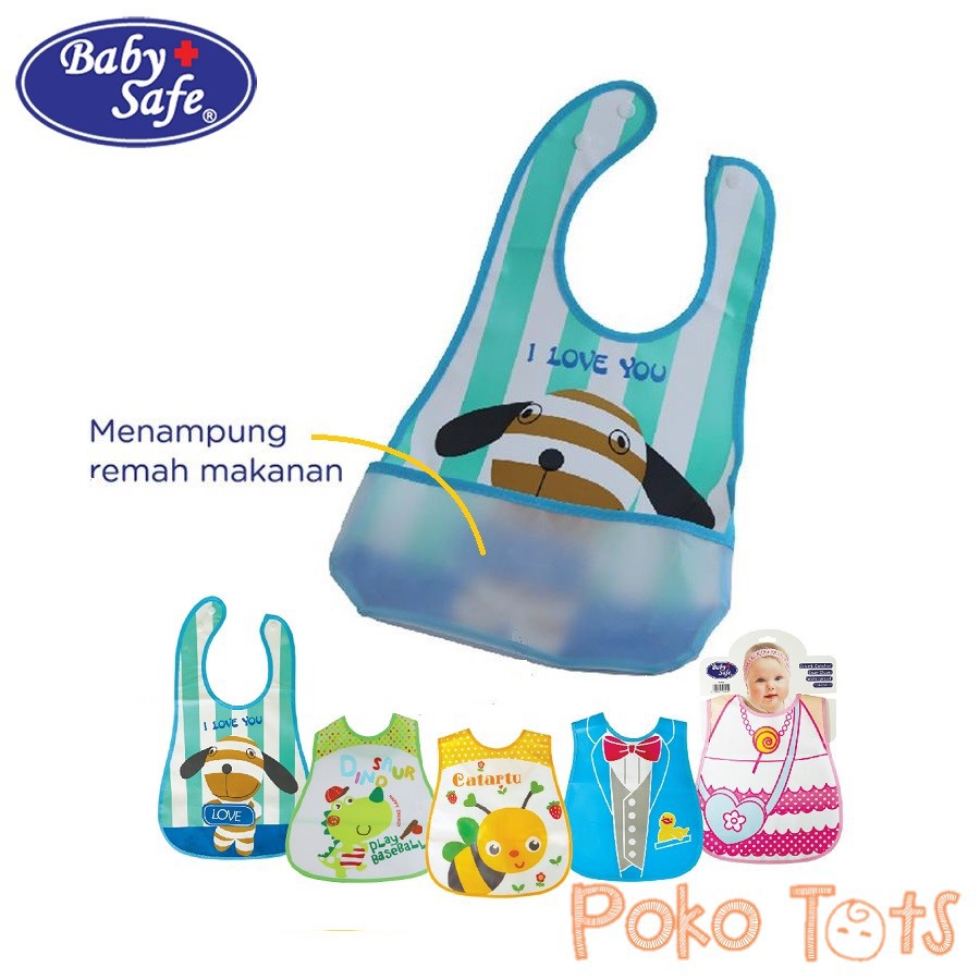 Baby Safe Bib Crumb Catcher Slaber Celemek Makan Anak Dengan Kantong Remah