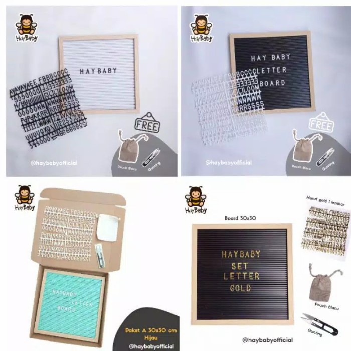 

(BISA COD) FELT LETTER BOARD / PAPAN NAMA BAYI HAYBABY - Paket A hitam