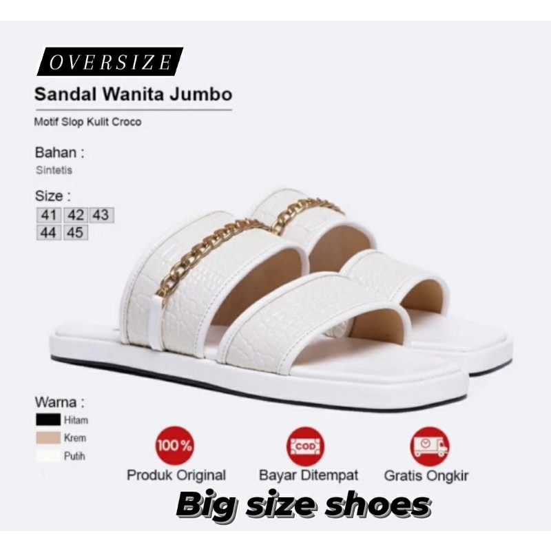 Sandal CROCODILE Black Wanita Oversize 41.45 Sendal Teplek Terbaru Cantik Sendal Koreaan JUMBO