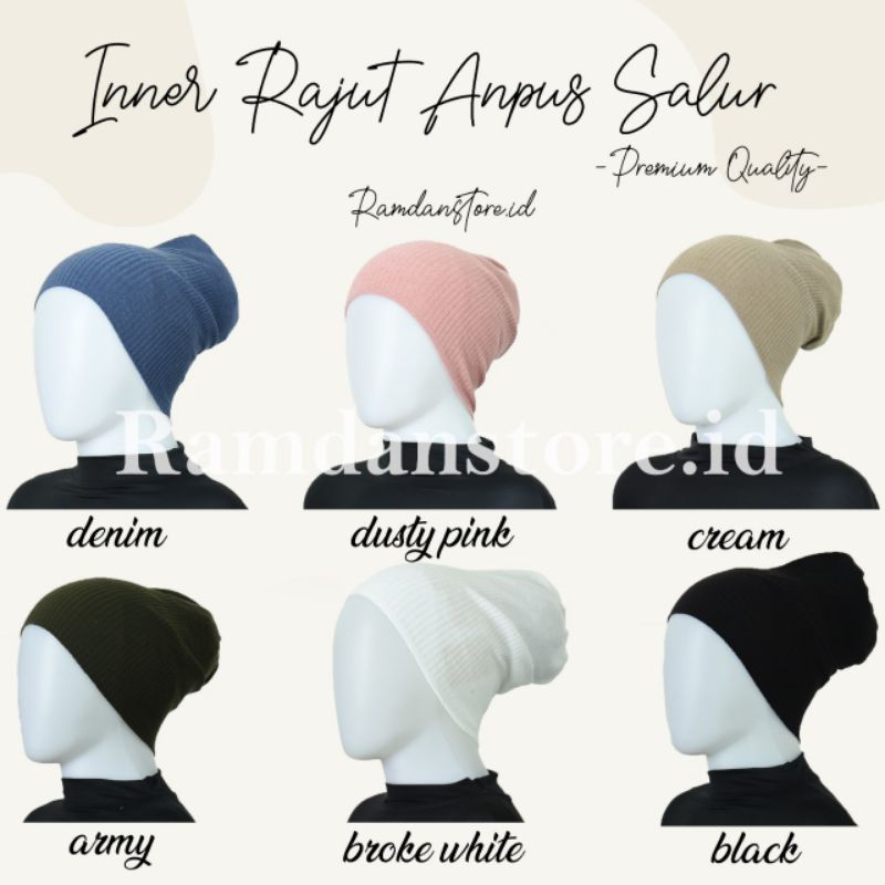 Inner Rajut Anpus salur Premium// Ciput knit Anti Pusing//Bandana Hijab