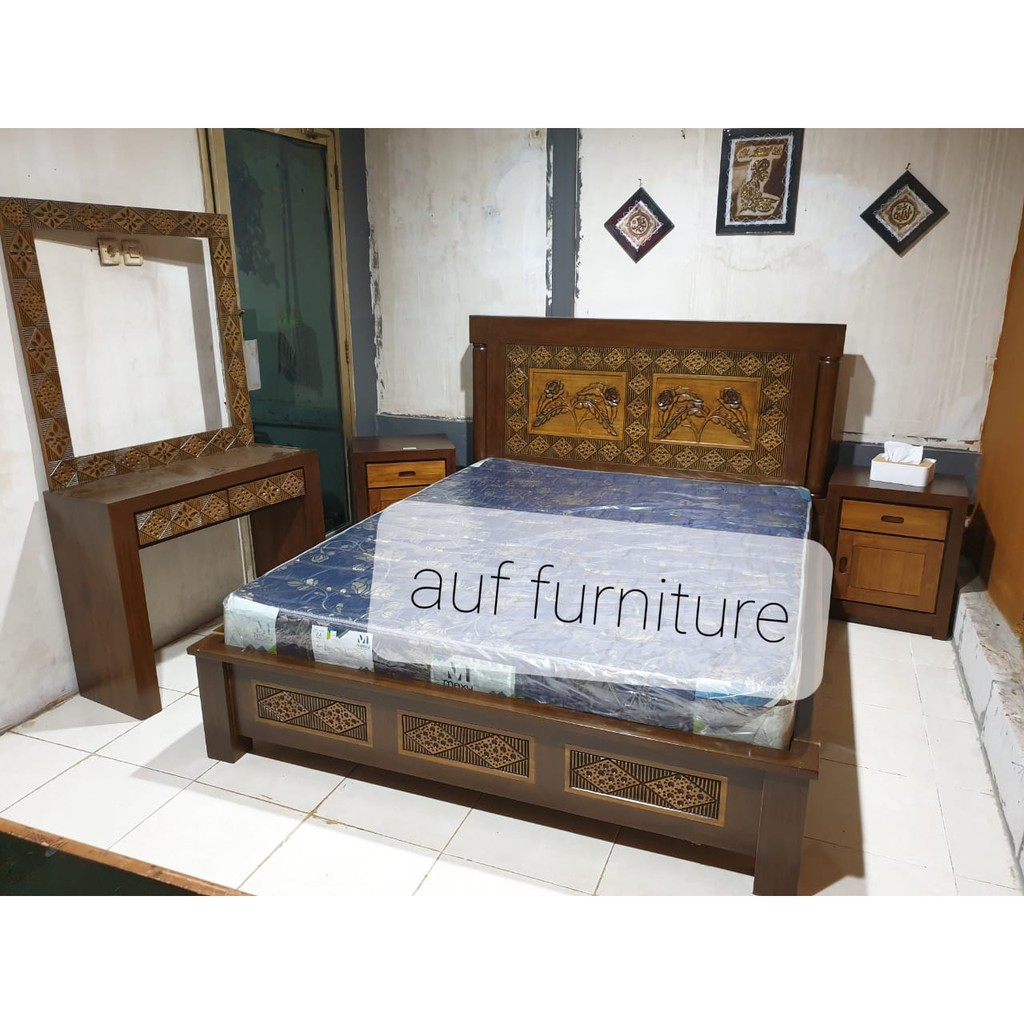 TEMPAT TIDUR MINIMALIS JATI MURAH / RANJANG/DIVAN/KAMAR SET [AUF FURNITURE]