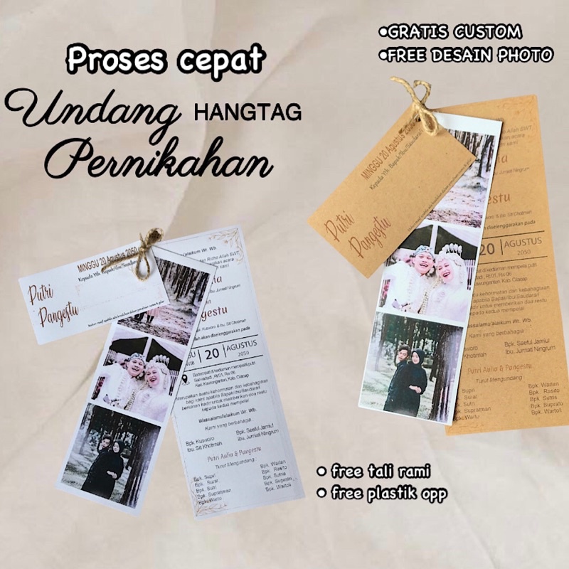 Undangan pernikahan custom UNDANGAN PERNIKAHAN HANGTAG UNIK ELEGAN SIMPLE MURAH UNDANGAN VIRAL 2022