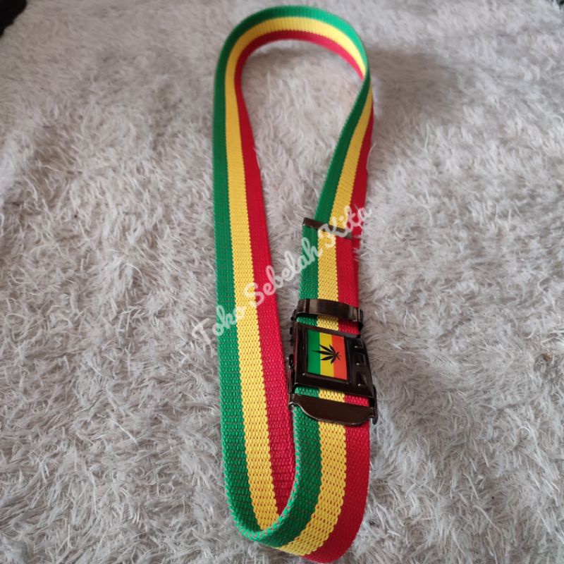 Sabuk Rasta | Ikat pinggang Rasta Jepit Spesial Edisi | Gesper Pria Kanvas Motif Rasta