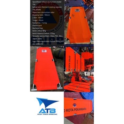 velbed alumunium filamient double coating TNI, standar BNPB , TNI , BPBD, PMI , POLRI