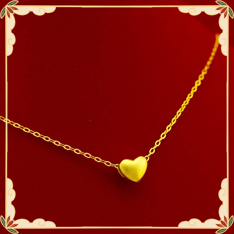 kalung emas 375 liontin wanita perhiasan emas Jantung fashion aksesoris wanita pria kalung liontin