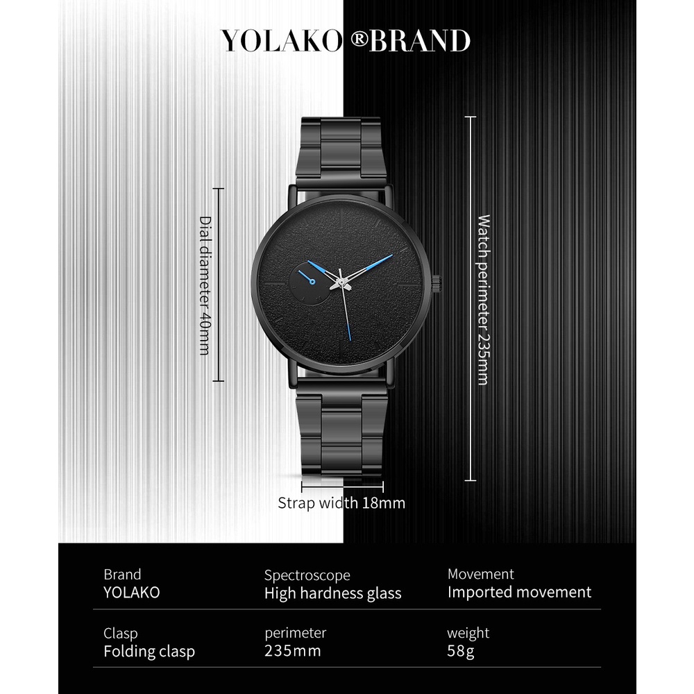 Jam tangan Rantai Pria Arloji Strap Stainless Steel ORI Yolako Fashion Men Watches Luxury Business Elegant JT7A