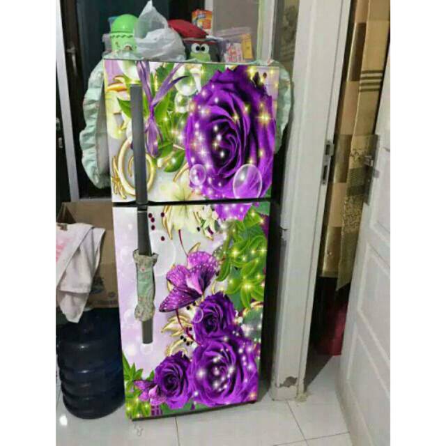 Bunga ungu stiker kulkas