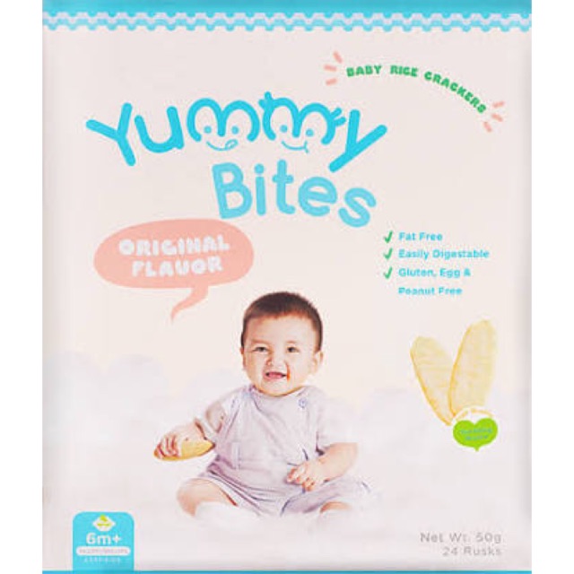 Yummy Bites Baby Rice Crackers 50gr Gluten Free
