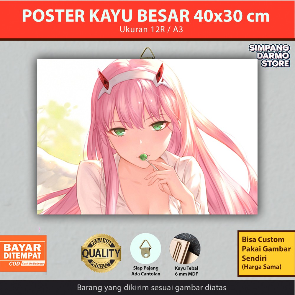 

Poster Kayu Besar Anime Darling In The FranXX / Zero Two Frank / 02 / Hiro Ukuran 30x40 cm