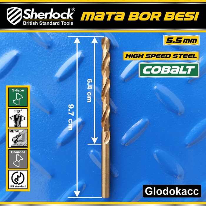 Mata Bor Besi 5.5 mm / Sherlock JIS Standard High Speed Steel Cobalt (1 Pcs)