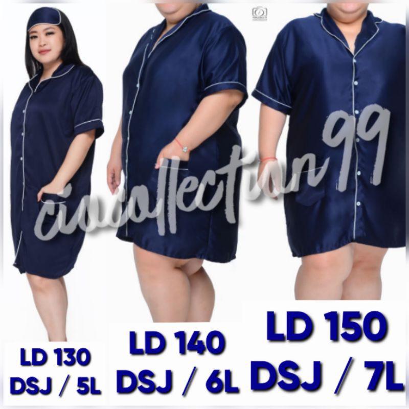 piyama pasangan ibu dan anak satin silk navy