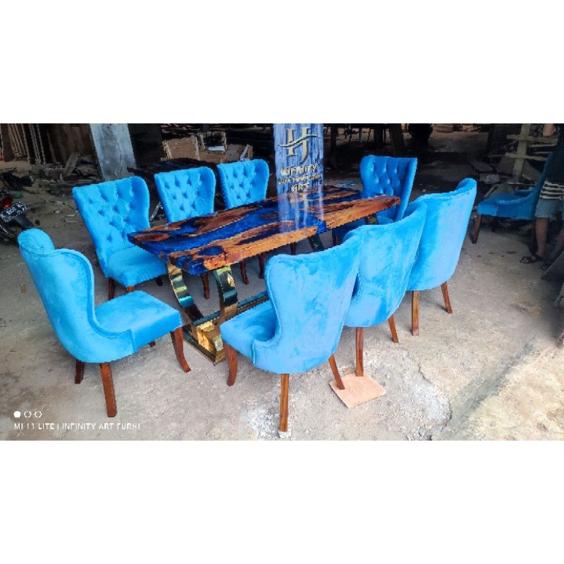 SET MEJA MAKAN RESIN MEJA MAKAN STAINLESS 8 KURSI MEJA MAKAN JATI MEJA MAKAN UNIK REAL PICTURE