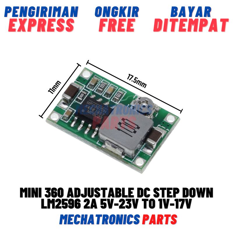 MINI 360 SMALL ADJUSTABLE DC STEP DOWN 2A 5V-23V TO 1V-17V