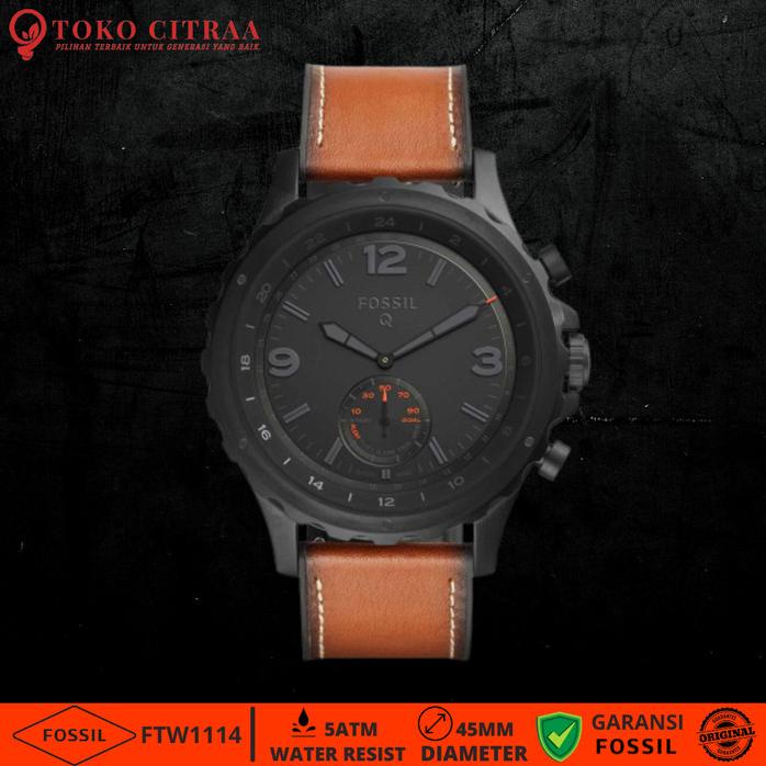 Jam Tangan Pria Fossil Hybrid Smartwatch Analog Kulit Original Ftw1114 Terlaris