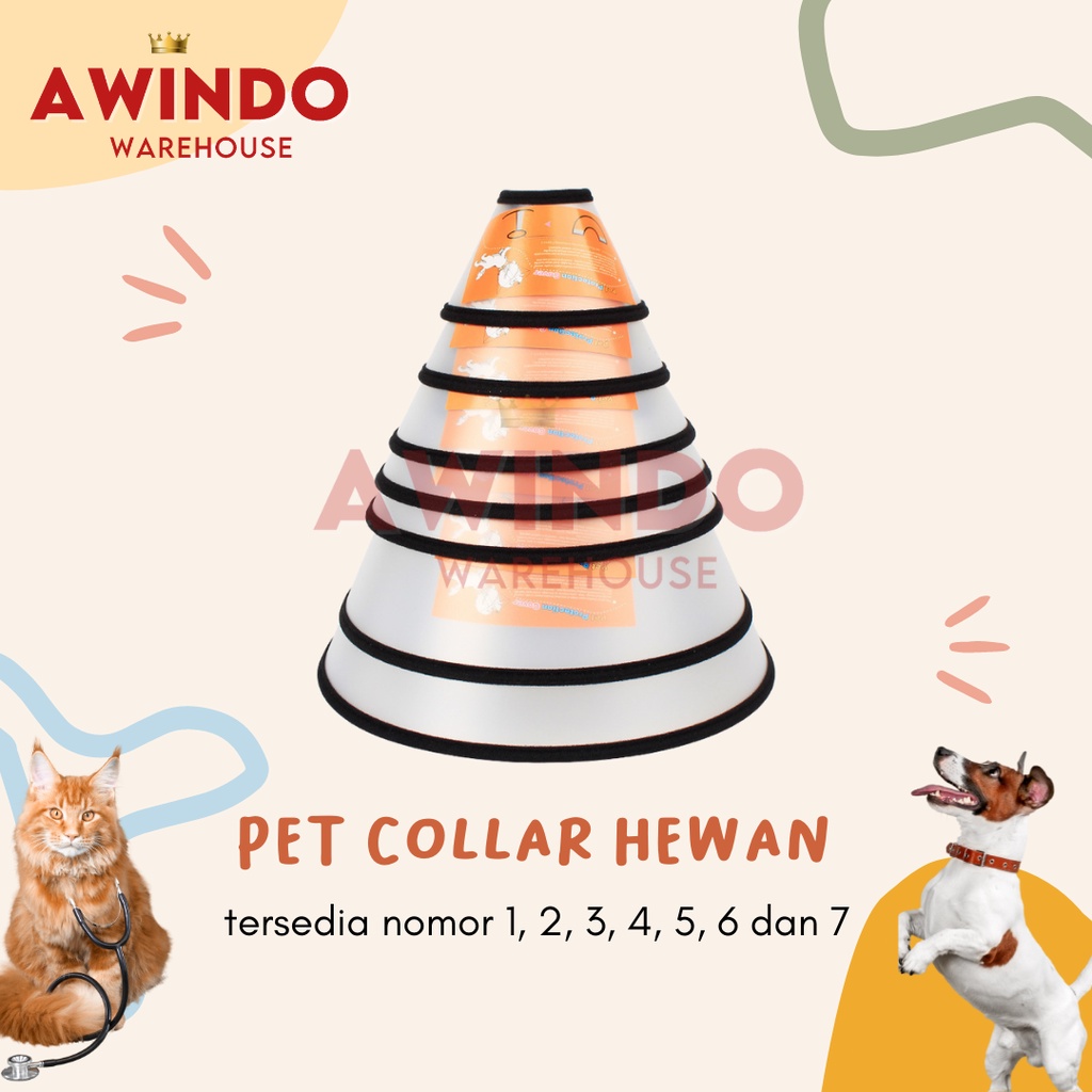 PET COLLAR PENUTUP LEHER - Corong Pelindung Leher Anjing Kucing Cone Neck Collar