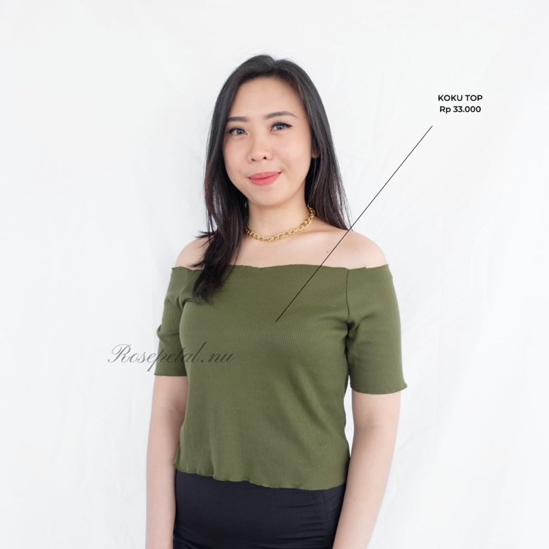 koku top / sabrina rib top / atasan sabrina / crop top / basic top