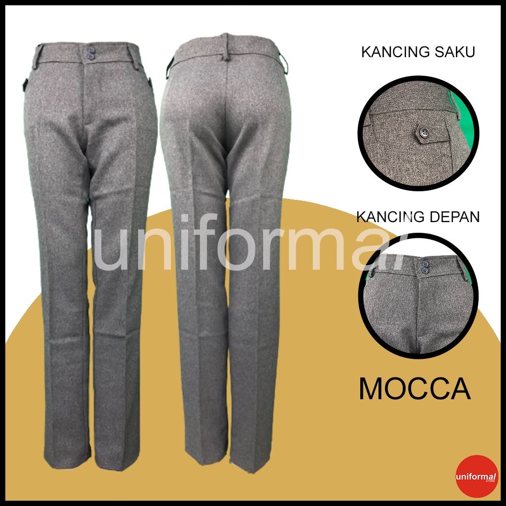 Celana Kantor Wanita Kerja Kancing Saku Ukuran S M L XL Bahan Gabardine Hitam Cream Abu Navy Mocca / Dasar / Formal / Kantor / Kantoran / Lurus / Slimfit / Termurah / Terlaris Murah