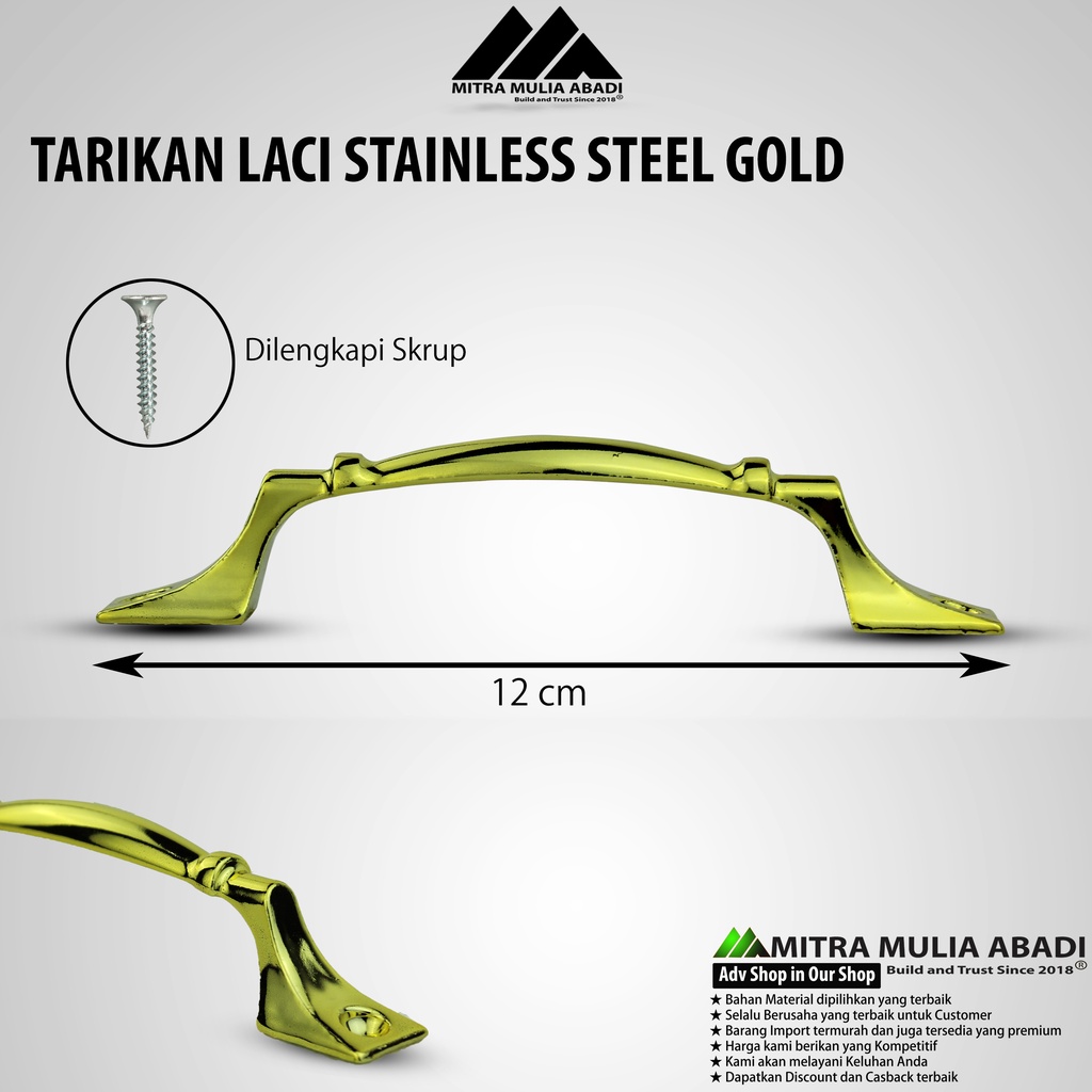 Tarikan Laci Gold 5 Inch | Drawer Pull IGM Tipe IT-004 GP