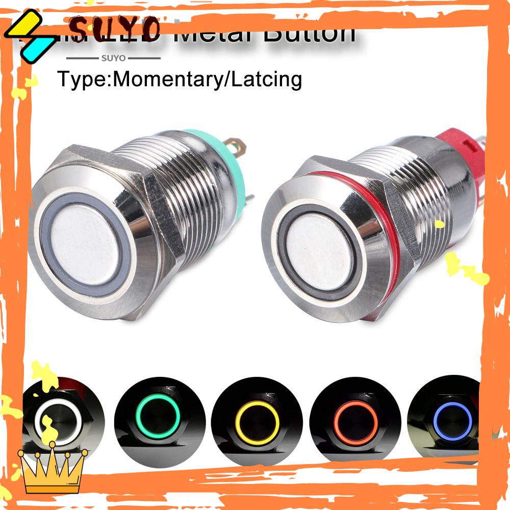 PUSH ON Suyou Saklar Tombol Tekan On / Off Led 3v 5v 9v 12v 24v 110v 220v Anti Air Warna Merah / Biru / Hijau / Kuning / Putih